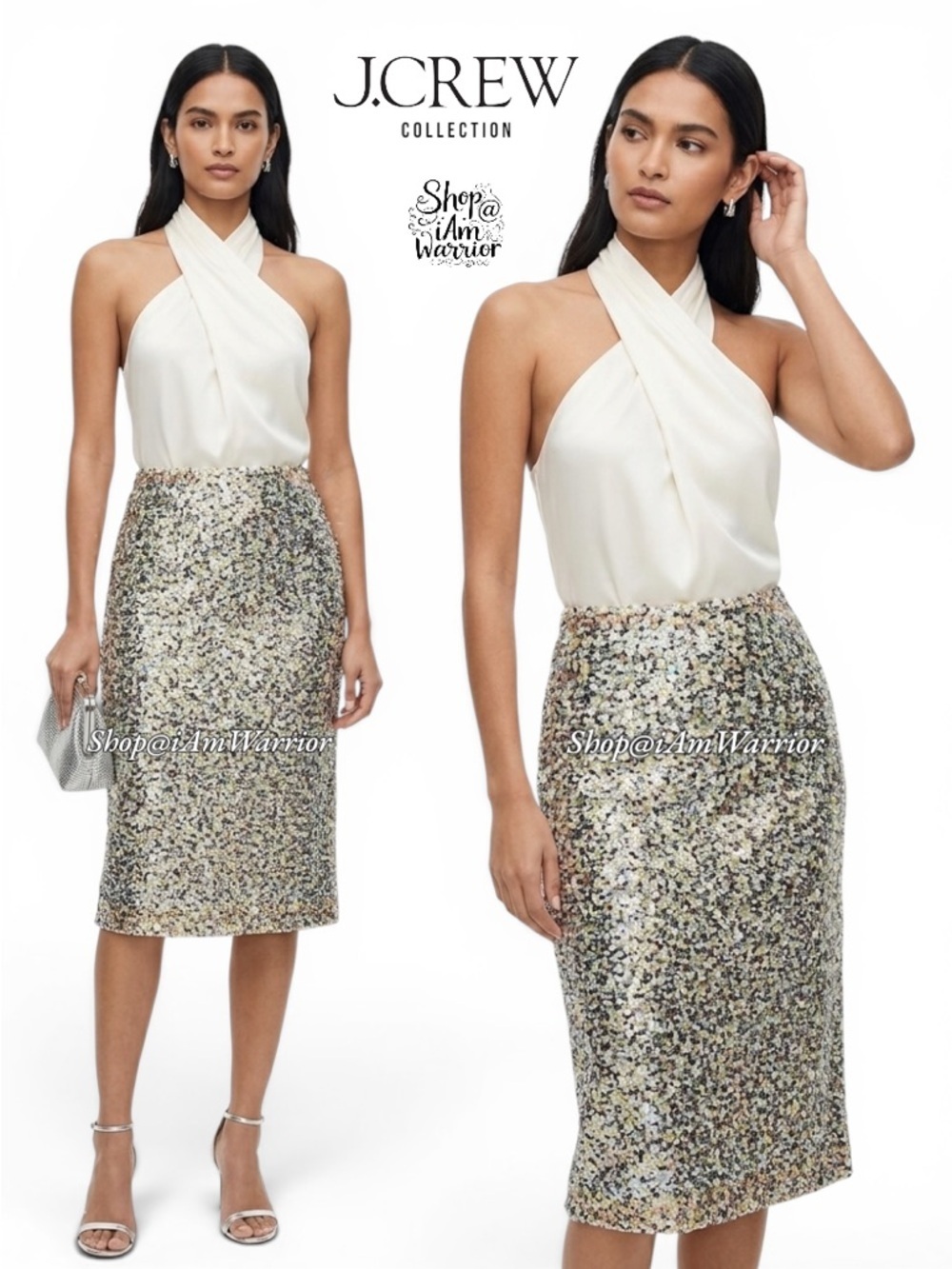 J.Crew Collection confetti shimmer sequin pencil skirt *shop@iamwarrior